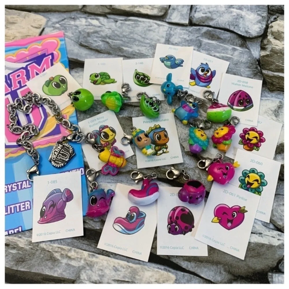 2016 Rare Lot 15 CharmU Logo Charms Bracelet Figures Doll Stickers Blind Bag TRU